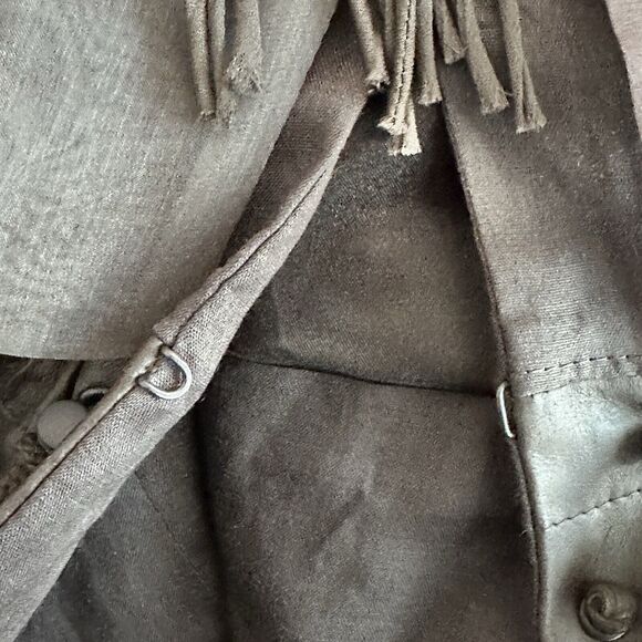 Elie Tahari Leather Silk XS Fringe Western brown layered cinched waist Rare Vest - Picture 12 of 14